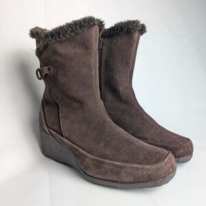 SANTANA Canada Model Marjory Brown Suede Winter Women Boots Wedge Size 8
